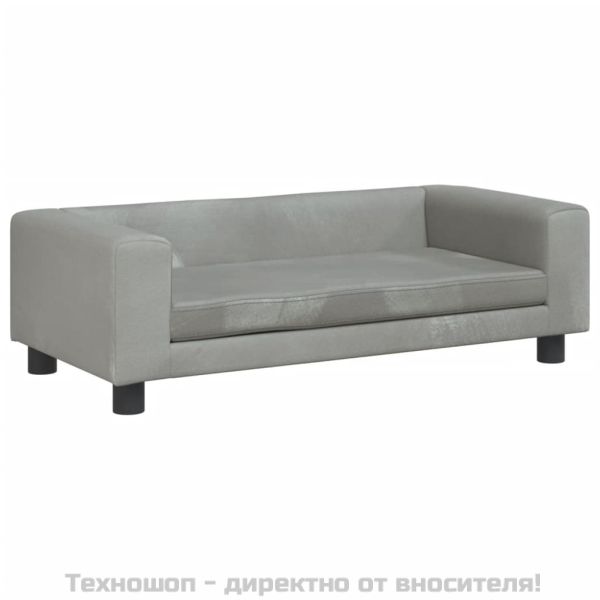 Кучешко легло с разширение светлосиво 100x50x30 см кадифе