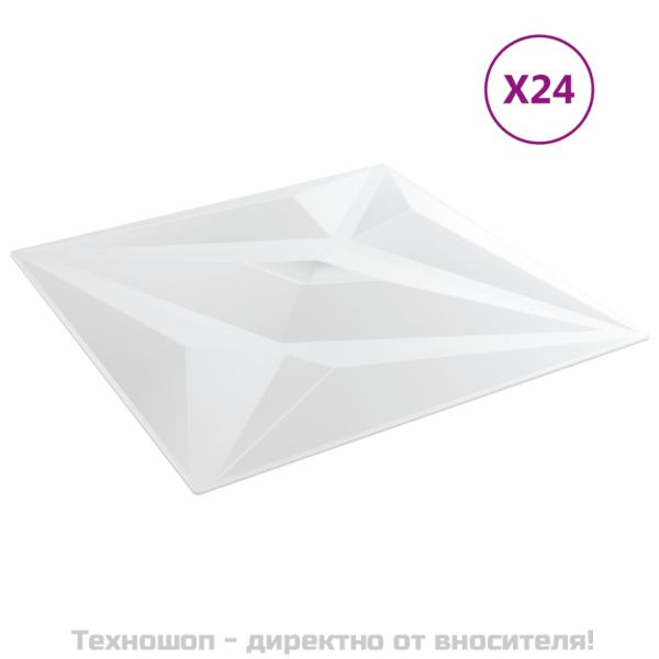 Стенни панели 24 бр бели 50x50 см XPS 6 м² звезди
