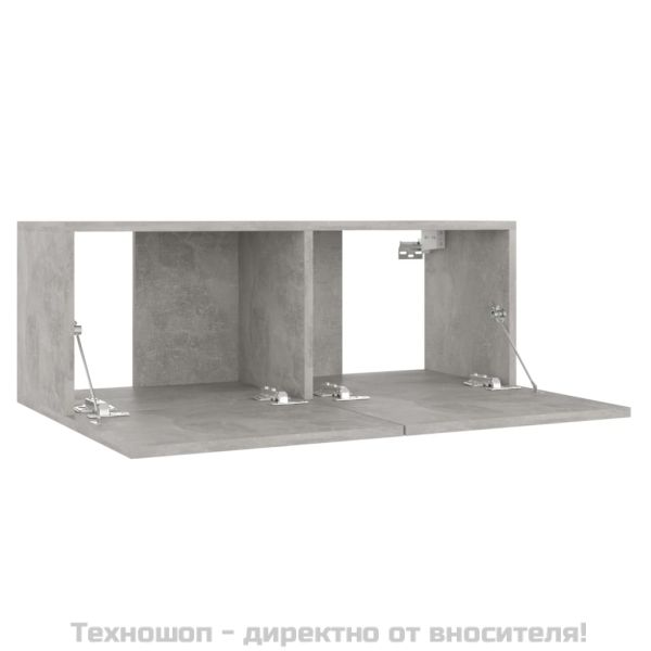 Комплект ТВ шкафове от 3 части, бетонно сив, инженерно дърво