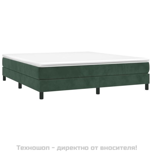Боксспринг легло с матрак, тъмнозелено, 180x200 см, кадифе