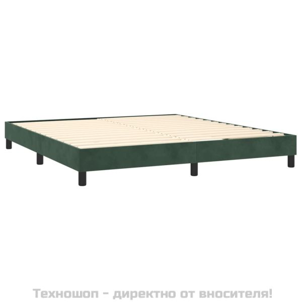 Боксспринг легло с матрак, тъмнозелено, 180x200 см, кадифе