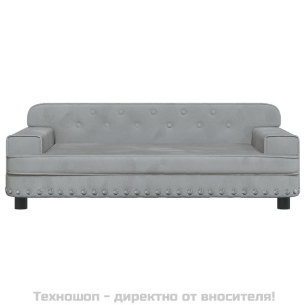 Детски диван, светлосив, 90x53x30 см, кадифе