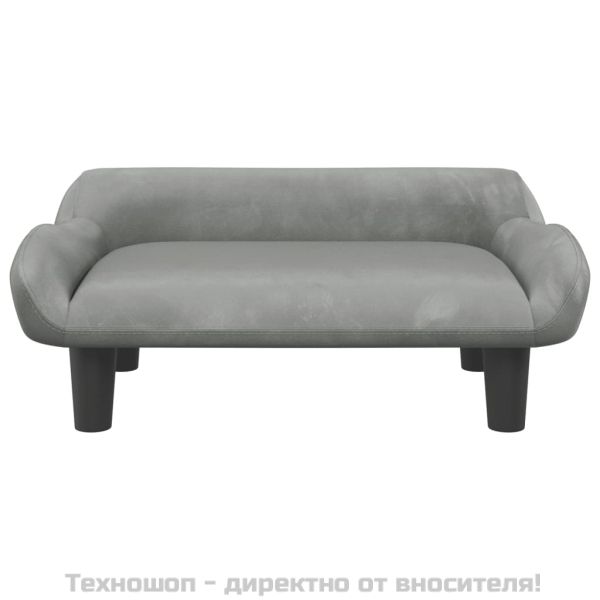 Детски диван, светлосив, 70x40x24 см, кадифе