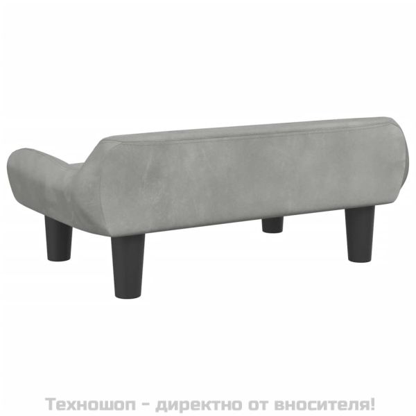 Детски диван, светлосив, 70x40x24 см, кадифе