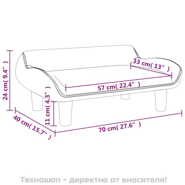 Детски диван, светлосив, 70x40x24 см, кадифе
