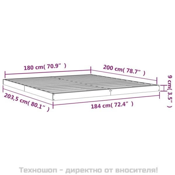 Рамка за легло, масивен бор, 180x200 см, Super King