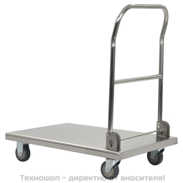 Платформена количка, сребриста, 82x53x86 см, неръждаема стомана