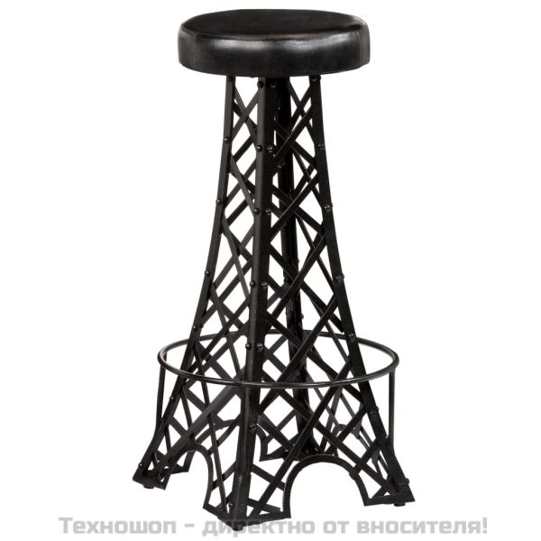 Бар столове, 2 бр, естествена кожа