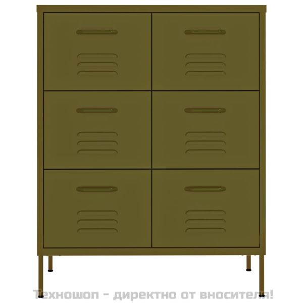 Шкаф с чекмеджета, маслиненозелен, 80х35х101,5 см, стомана