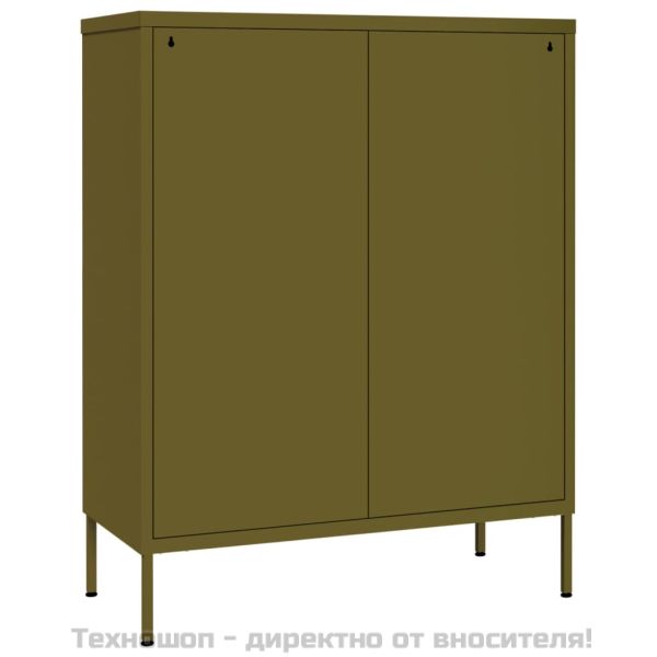 Шкаф с чекмеджета, маслиненозелен, 80х35х101,5 см, стомана
