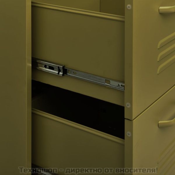 Шкаф с чекмеджета, маслиненозелен, 80х35х101,5 см, стомана
