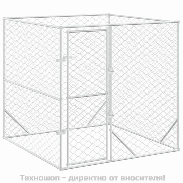 Външна клетка за куче сребриста 2x2x2 м поцинкована стомана