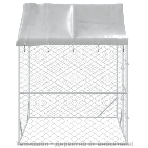 Външна клетка за куче с покрив сребриста 2x2x2,5 м стомана