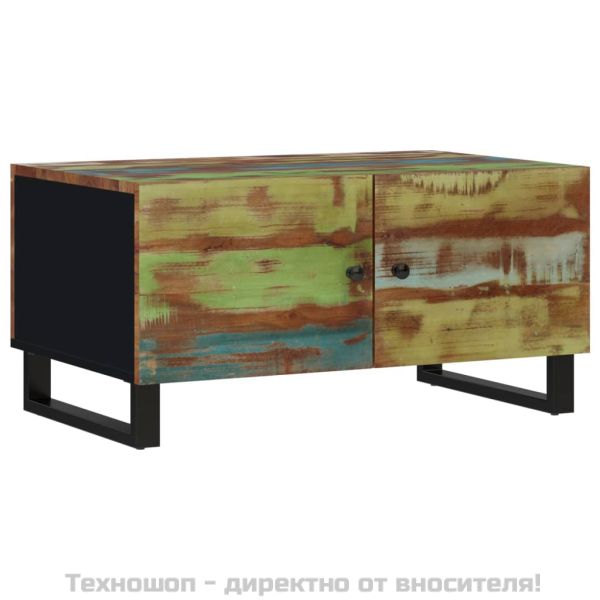 Маса за кафе, 80x50x40 см, регенериран масив и инженерно дърво