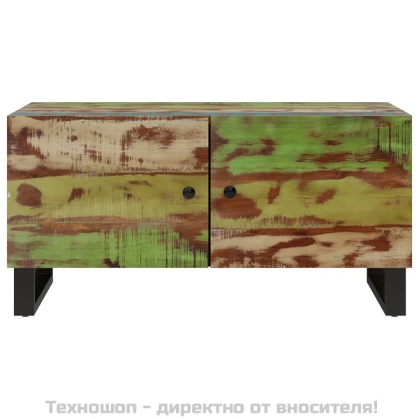 Маса за кафе, 80x50x40 см, регенериран масив и инженерно дърво