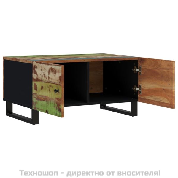 Маса за кафе, 80x50x40 см, регенериран масив и инженерно дърво