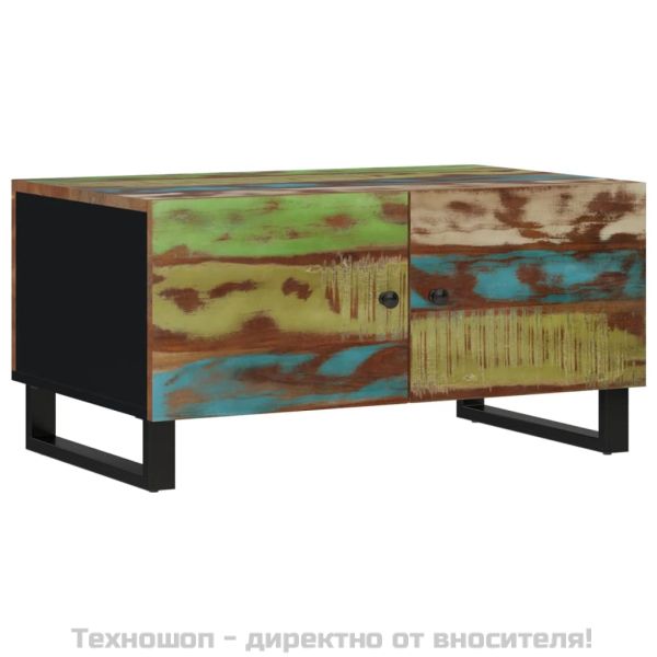 Маса за кафе, 80x50x40 см, регенериран масив и инженерно дърво