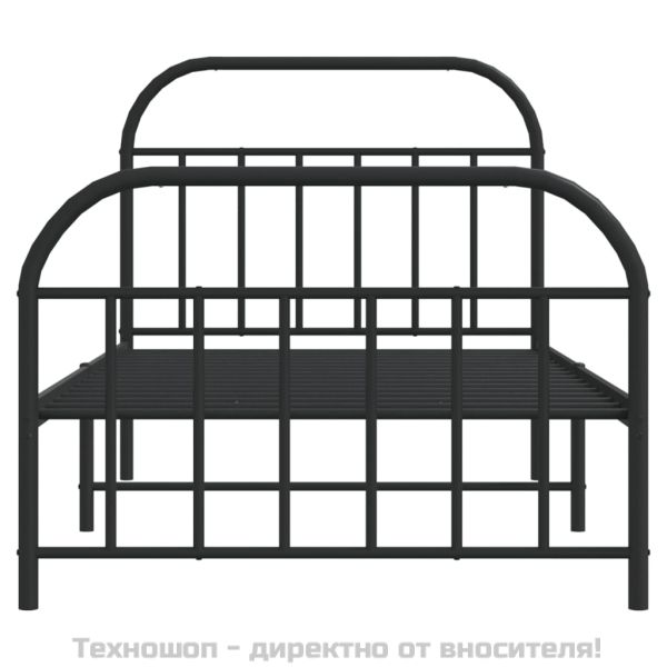 Метална рамка за легло с горна и долна табла, черна, 100x190 см