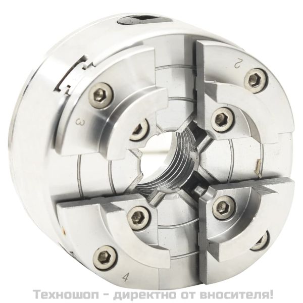 4-челюстен патронник за струг M33 връзка сребрист стомана 96 мм