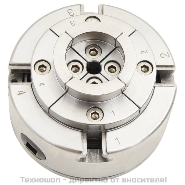 4-челюстен патронник за струг M33 връзка сребрист стомана 96 мм