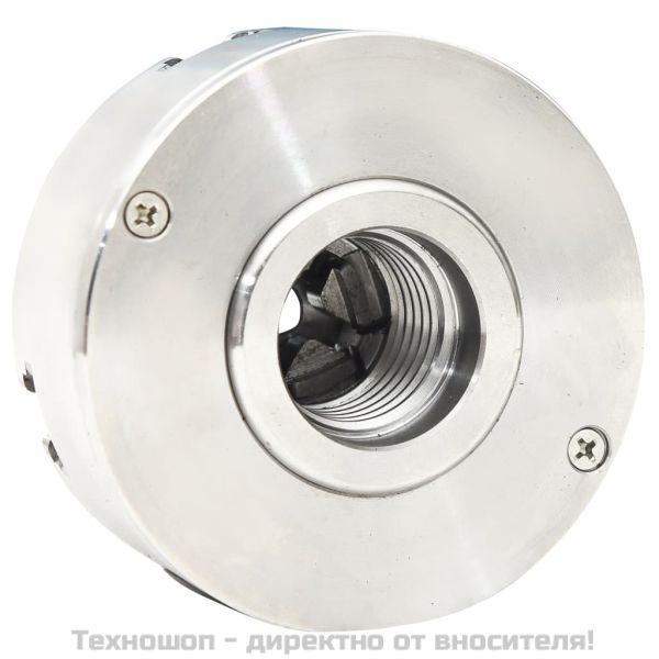 4-челюстен патронник за струг M33 връзка сребрист стомана 96 мм