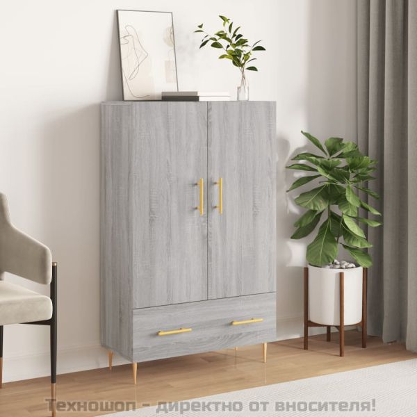 Висок шкаф, сив сонома, 69,5x31x115 см, инженерно дърво