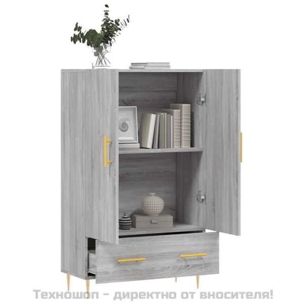 Висок шкаф, сив сонома, 69,5x31x115 см, инженерно дърво