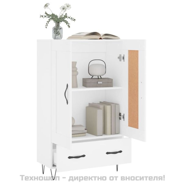 Висок шкаф, бял, 69,5x31x115 см, инженерно дърво