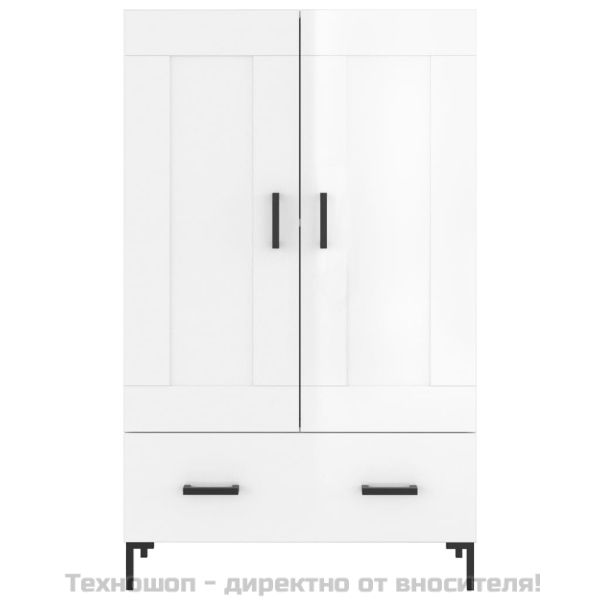 Висок шкаф, бял гланц, 69,5x31x115 см, инженерно дърво