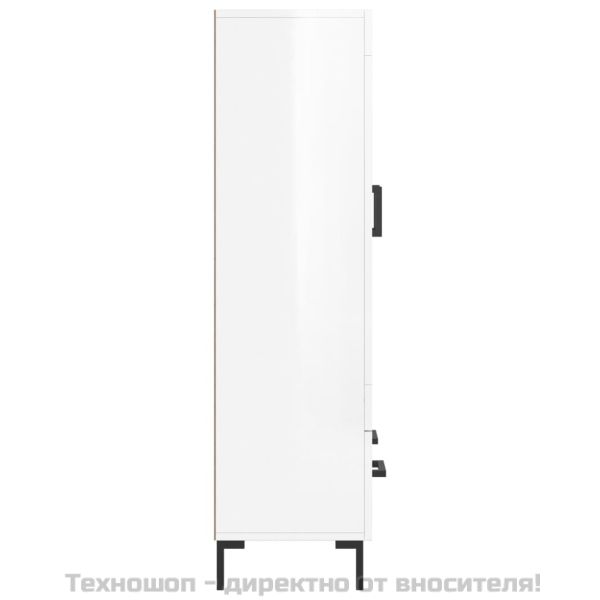 Висок шкаф, бял гланц, 69,5x31x115 см, инженерно дърво