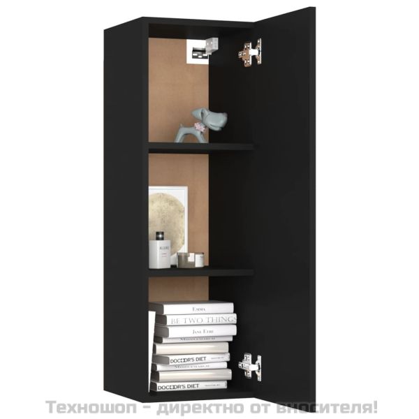 ТВ шкаф, черен, 30,5x30x90 см, инженерно дърво