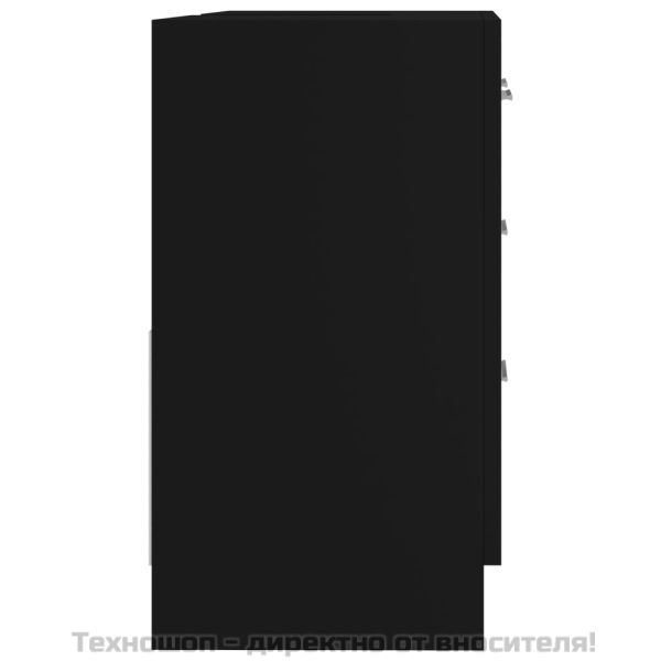 Долен шкаф за мивка, черен, 63x30x54 см, инженерно дърво