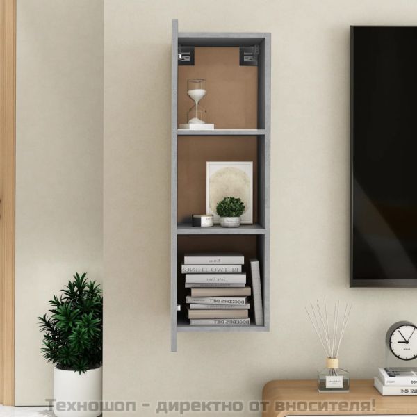 ТВ шкаф, бетонно сиво, 30,5x30x90 см, инженерно дърво