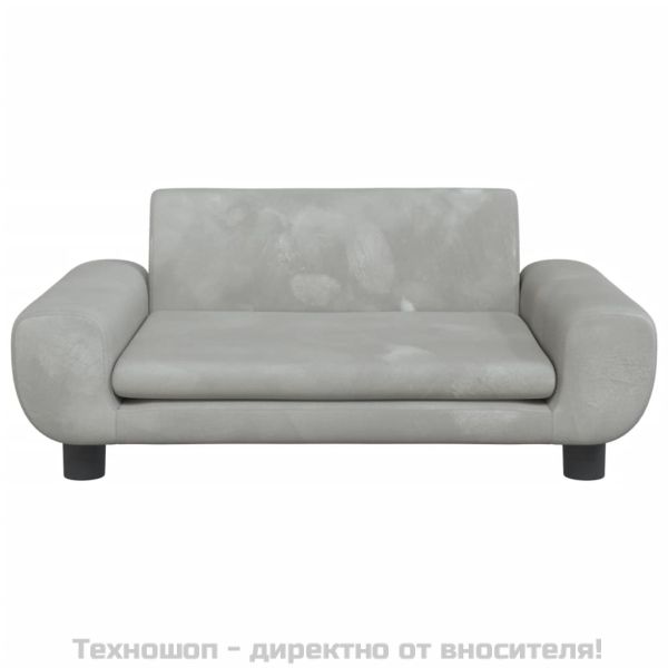 Детски диван, светлосив, 70x45x33 см, кадифе