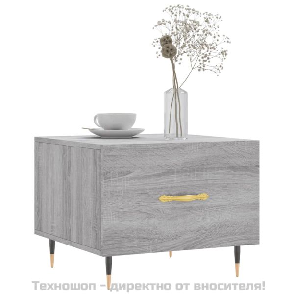 Кафе маса, сив сонома, 50x50x40 см, инженерно дърво