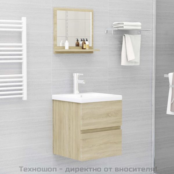 Огледало за баня, дъб сонома, 40x10,5x37 см, инженерно дърво