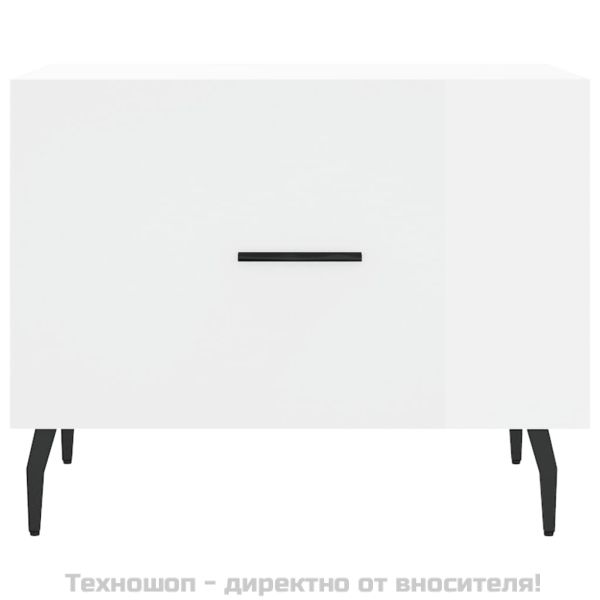 Кафе маса, бял гланц, 50x50x40 см, инженерно дърво