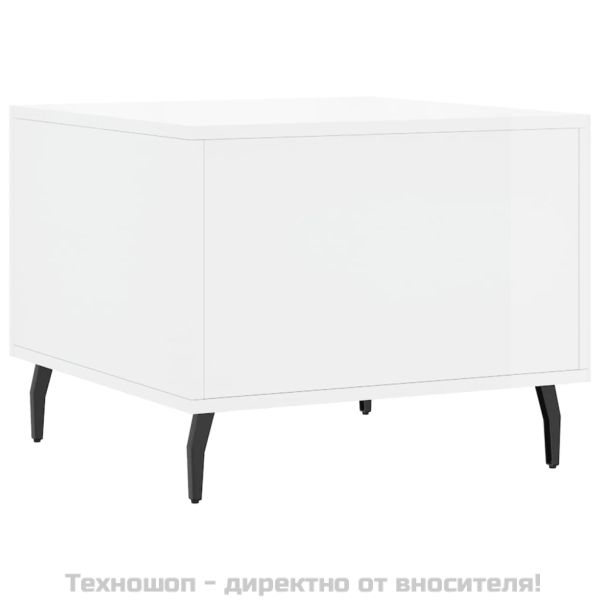 Кафе маса, бял гланц, 50x50x40 см, инженерно дърво