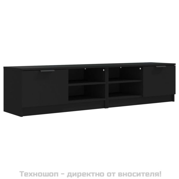 ТВ шкафове 2 бр черни 80x35x36,5 см инженерно дърво