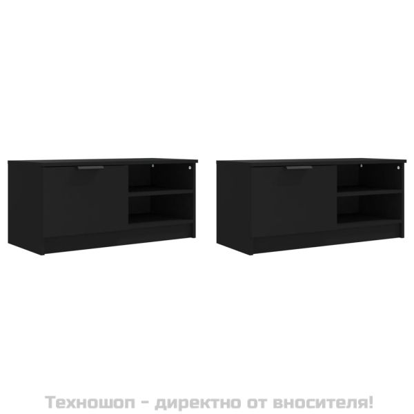 ТВ шкафове 2 бр черни 80x35x36,5 см инженерно дърво