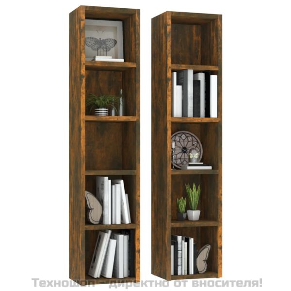 CD шкафове, 2 бр, опушен дъб, 21x16x93,5 см, инженерно дърво