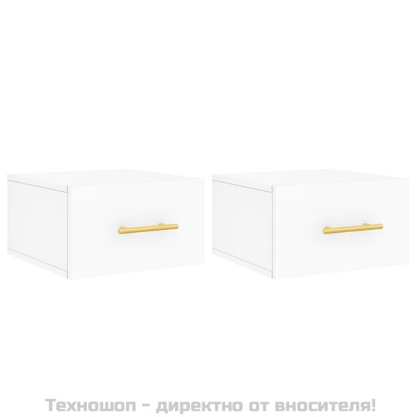 Нощни шкафчета за стенен монтаж, 2 бр, бели, 35x35x20 см