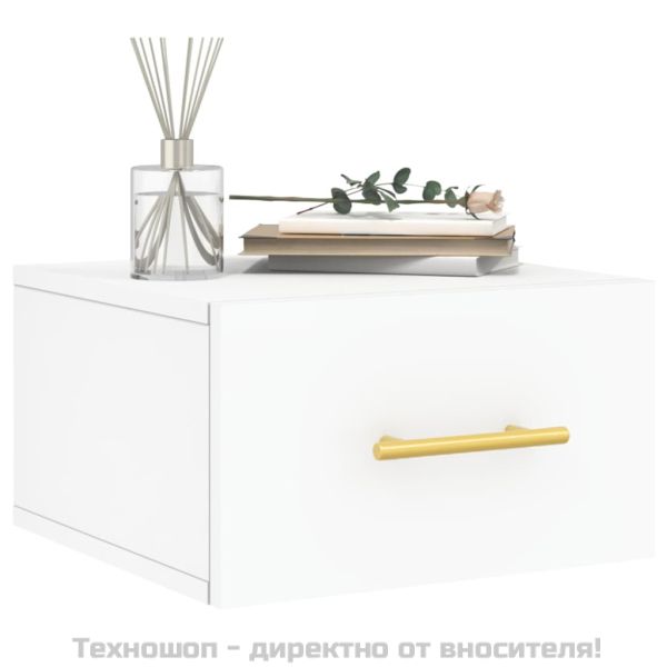 Нощни шкафчета за стенен монтаж, 2 бр, бели, 35x35x20 см