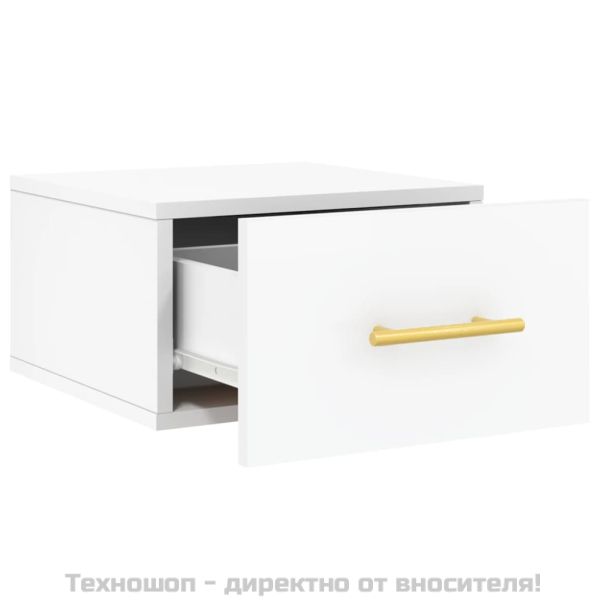 Нощни шкафчета за стенен монтаж, 2 бр, бели, 35x35x20 см