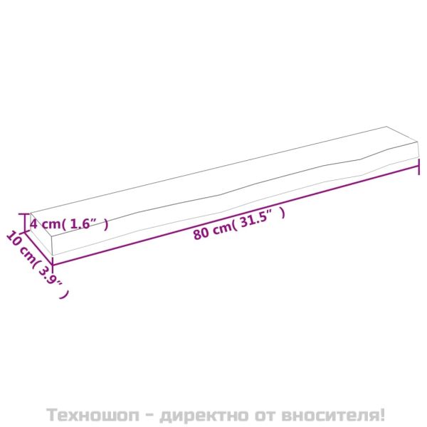 Стенен рафт светлокафяв 80x10x4 см обработен масивен дъб