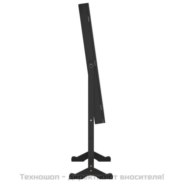 Огледален шкаф за бижута, свободностоящ, черен, 42x38x152 см