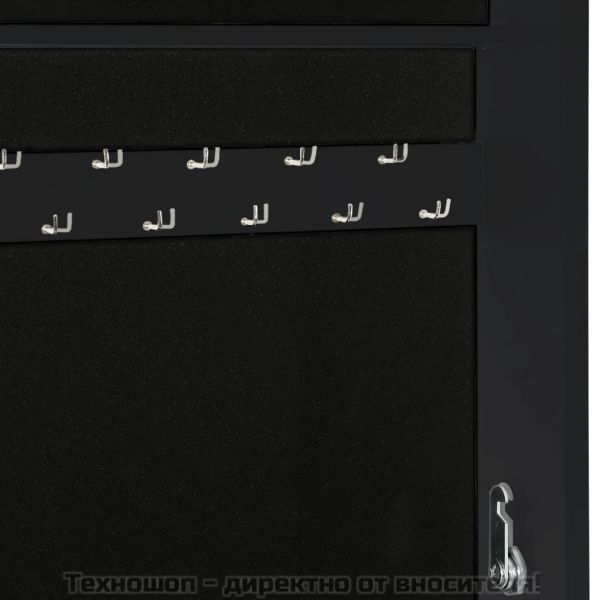 Огледален шкаф за бижута, свободностоящ, черен, 42x38x152 см