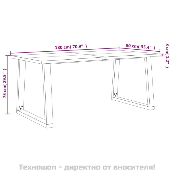 Трапезна маса с жив ръб 180x90x75 см масивна акация