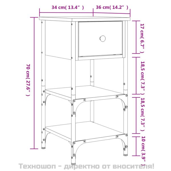 Нощни шкафчета 2 бр сонома дъб 34x36x70 см инженерно дърво
