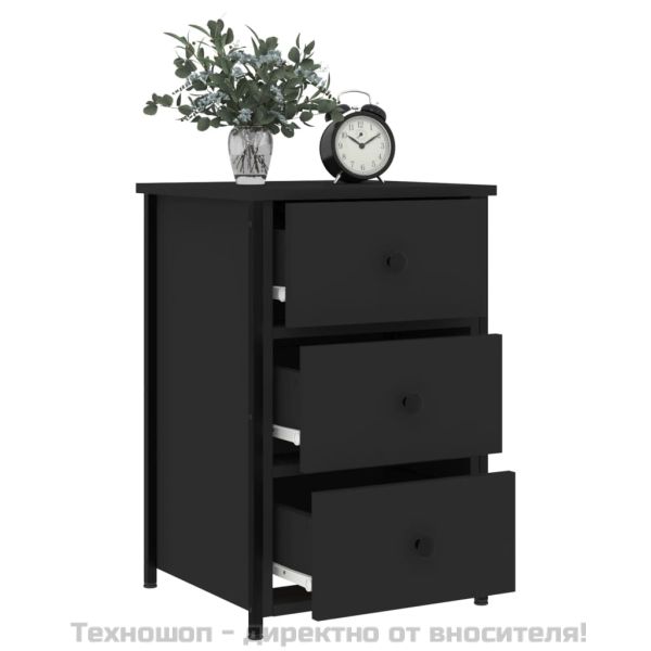 Нощно шкафче, черно, 40x36x60 cm инженерно дърво